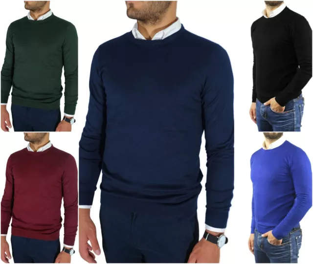 maglione uomo lana m l xl maglia invernale girocollo pullover cardigan blu nero