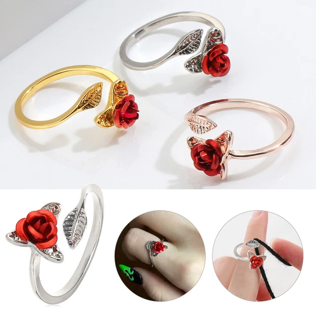 Anillo de tejido de costura con forma de flor de dedales