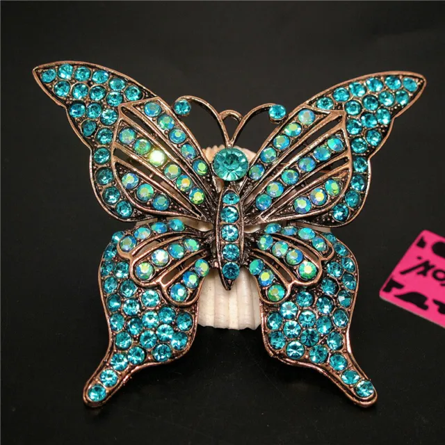 New Cute Blue Rhinestone Butterfly Crystal Fashion Women Charm Brooch Pin Gift