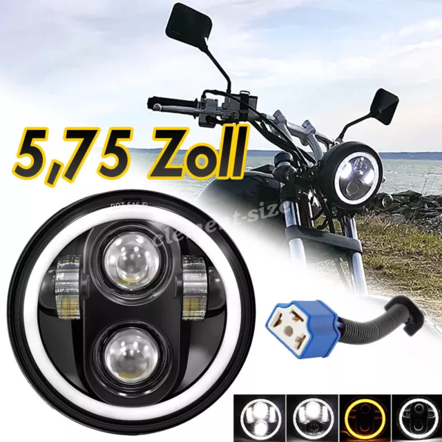 5,75" Motorrad Scheinwerfer DRL LED Halo Angel Eye E-Zertifiziert Für Harley