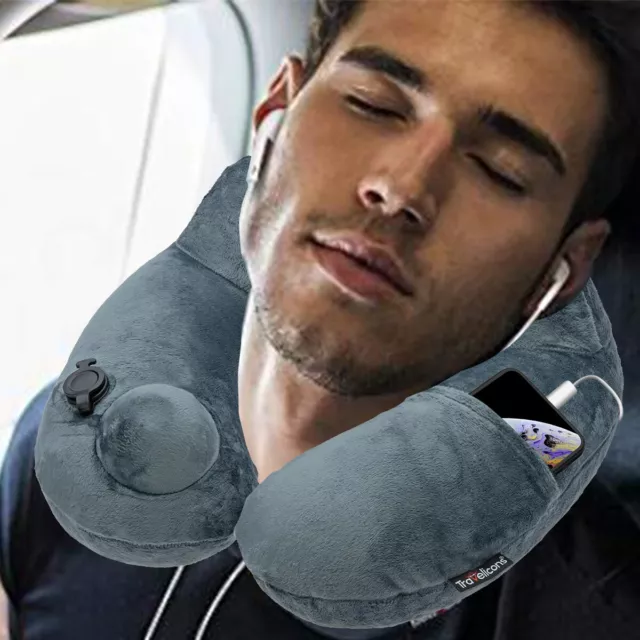 Travel Pillow Foldable Inflatable U-shaped Neck Support Car Airplane Air Cushion 5