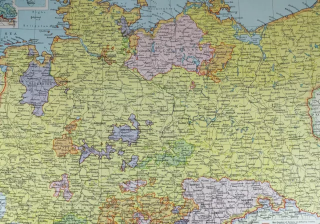 1921 Large Map Germany North West Magdeburg Brunswick Oldenburg Hanover Hamburg