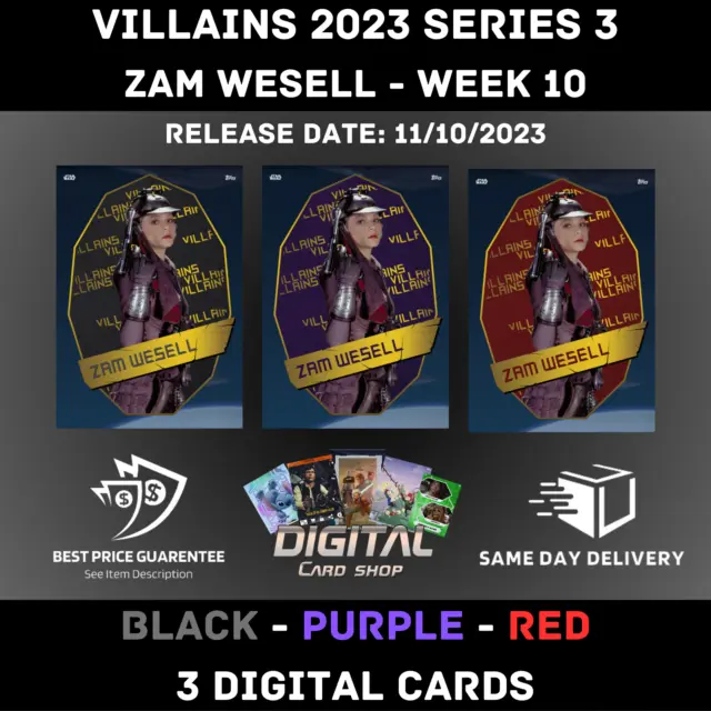 Topps Star Wars Card Trader VILLAINS Series 3 ZAM WESELL Black Purple Red W10
