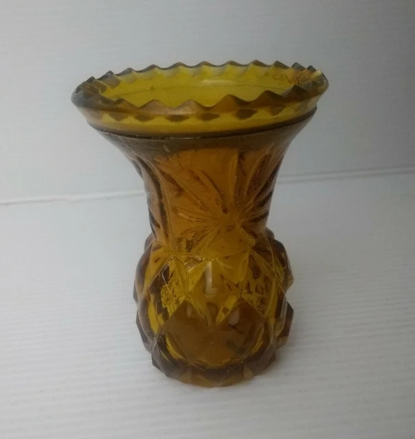 THISTLE BUD VASE vintage amber glass art deco depression windowsill display