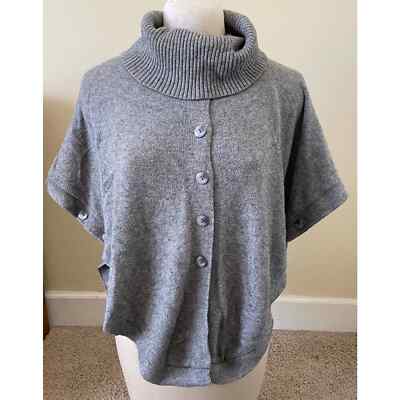 Patrizia Luca Milano S Women's Poncho Sweater Button Front Gray