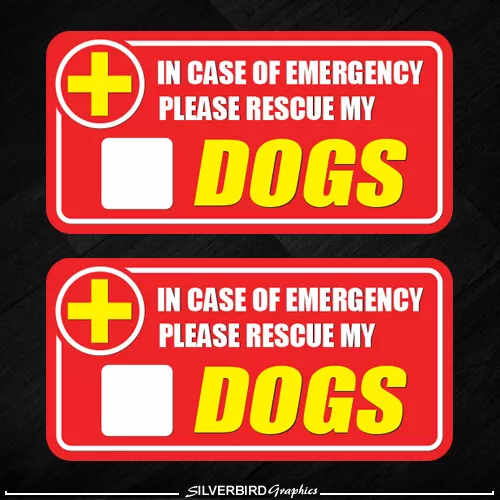 2x Dog Pet Rescue Sticker Emergency Fire Safety Safe Warning Caution Pets Cat