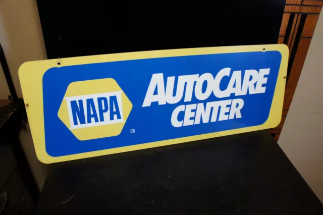Vintage Napa Auto Care Center Parts Double Sided Metal Vtg Repair Shop Sign