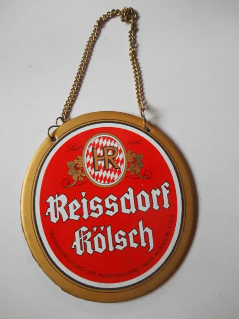 Reissdorf Kölsch Metall Zapfhahnschild Bier Brauerei Reklame Kneipe Biergarten