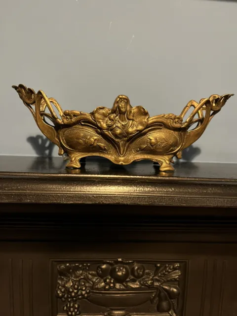 Antique French Art Nouveau Bronze Jardiniere Centrepiece