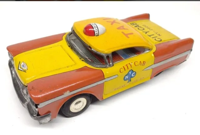 Vintage Tin Litho Friction New York YELLOW CAB - Made in Japan - Rare