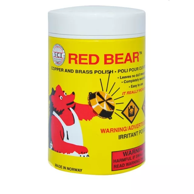 Red Bear Copper and Brass Polish, Washable, Easy to Use, 7 Oz.