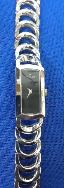 Movado Rondiro Rectangle Black Dial Ladies Watch 84 H5 1411 Sapphire Crystal