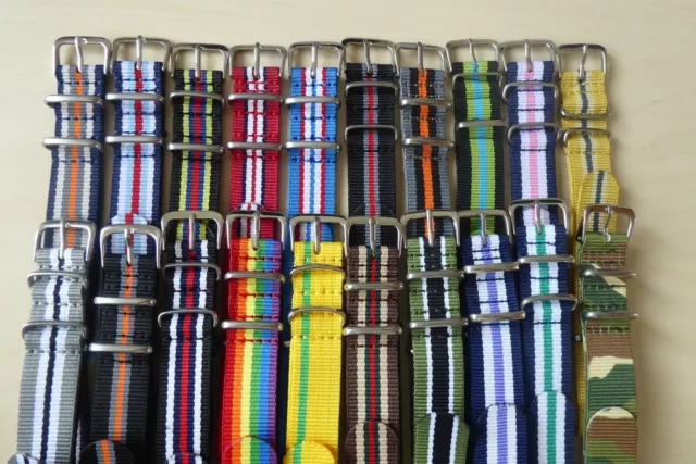 Uhrenarmband Nylon  Nato 18 mm  Dornschließe Textil Uhrband verschiedene Muster