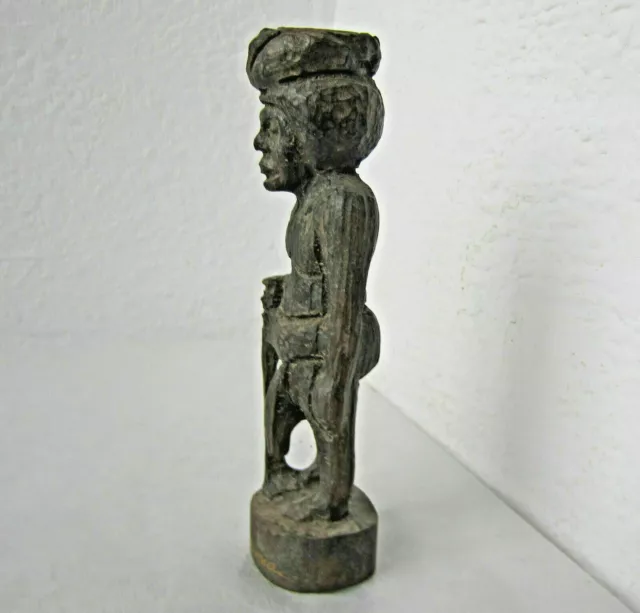 Antique Wooden hand carved statuette black male figure figurine art carving