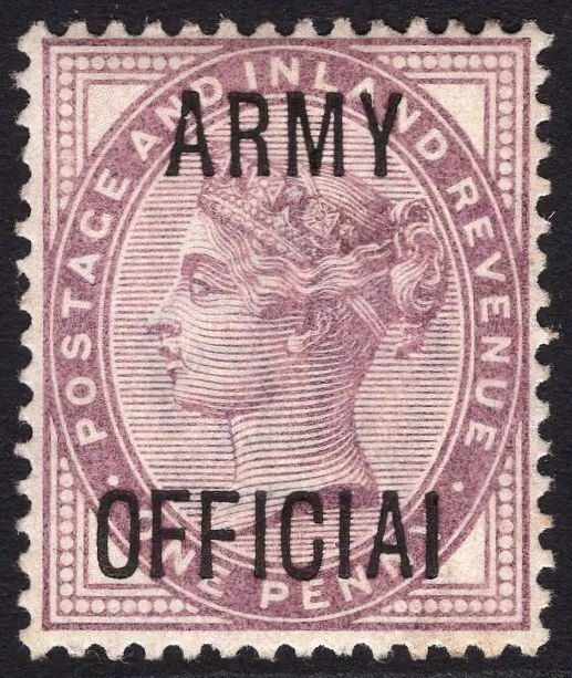 Sg O43a 1d Lilac OVPT ARMY OFFICIAL (I for L).  A superb unmounted mint example