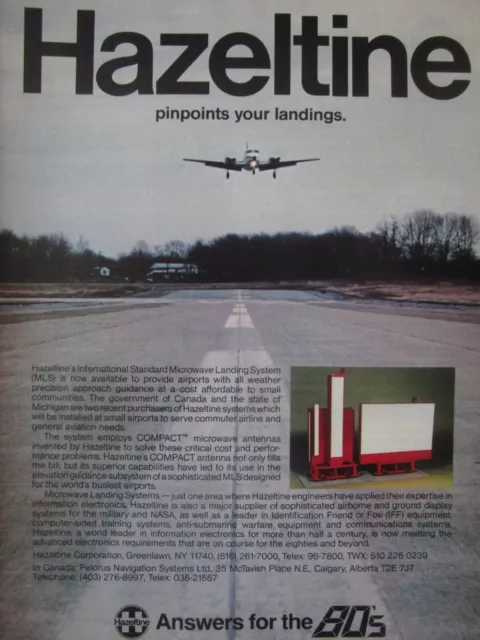 6/1982 Pub Hazeltine Microwave Landing System Mls Compact Antennas Original Ad