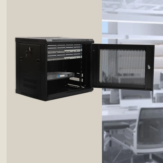 9U WALL MOUNT Server Network Rack Vented Enclosure Lock Door 57