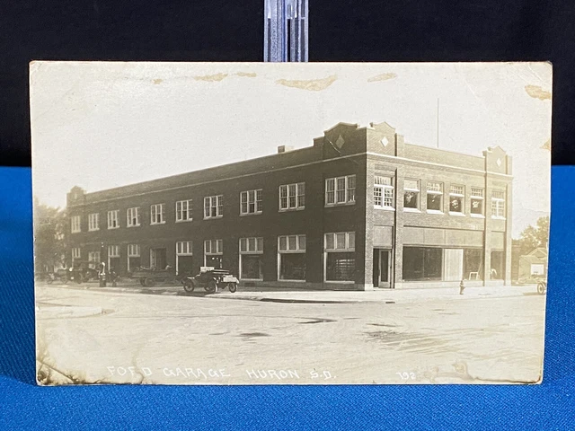Ford Auto Car Garage Huron South Dakota Antique 1924 RPPC Real Photo Postcard