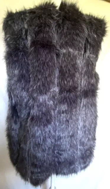 Faux Silver Fox Fur Sleeveless, Lined Coat Women's Vest Jacket Winter Casual. XL