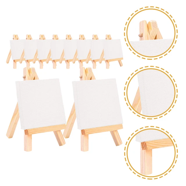 18 Sets Zarte Mini-Staffelei Kunstleinwände Zum Malen Leinwandplatten Zubehör