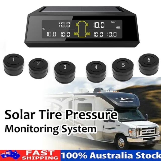 0-8bar Solar Digital Tyre Pressure Monitoring System 6 Sensors Car RV Truck TPMS