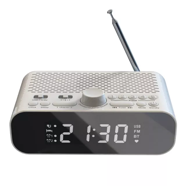 FM Clock Radio with Bluetooth Streaming Play LED Display Dual Alarm Clock 1500h