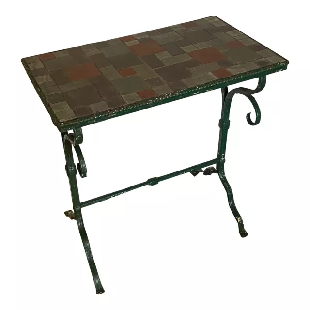 19th Century French Wrought Iron Table With Slate Top