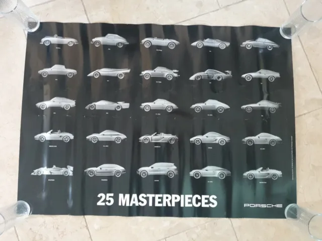 2014 Porsche Museum "25 Meisterwerke" Showroom Werbeplakat RAR!! Toll 84 x 60 cm