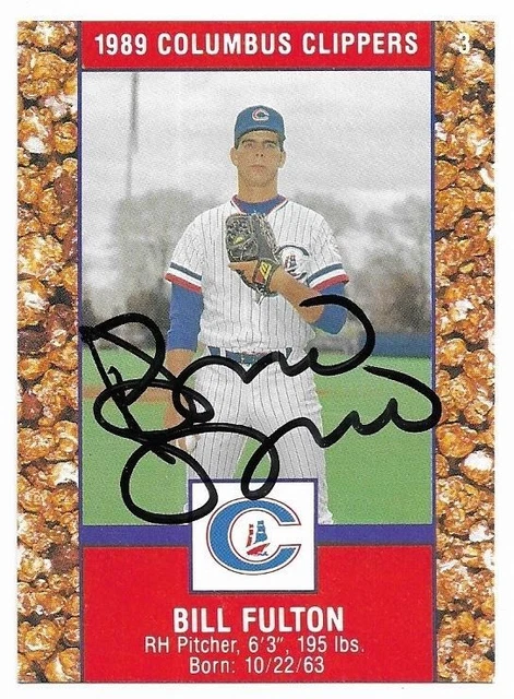 CARTE COLUMBUS CLIPPERS dédicacée signée 1989 Bill Fulton Yankees de