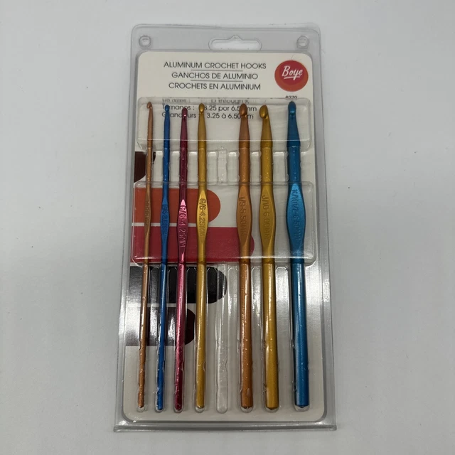 Vintage Boye 7 Piece Aluminum Crochet Hook Set D-K (missing H) Vintage Boye 7 Piece Aluminum Crochet Hook Set D-K (missing H)