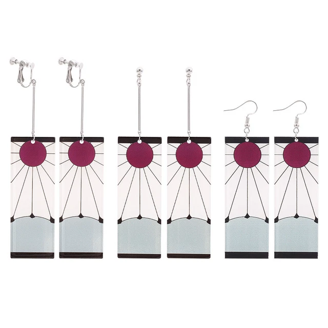 Demon Slayer Tanjiro Anime Earrings - Kimetsu No Yaiba Hanafuda Earrings
