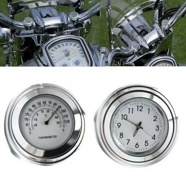 Motorrad Lenkeruhr Thermometer Motorraduhr Uhren Für 7/8" 1'' Lenker Wasserdicht 3