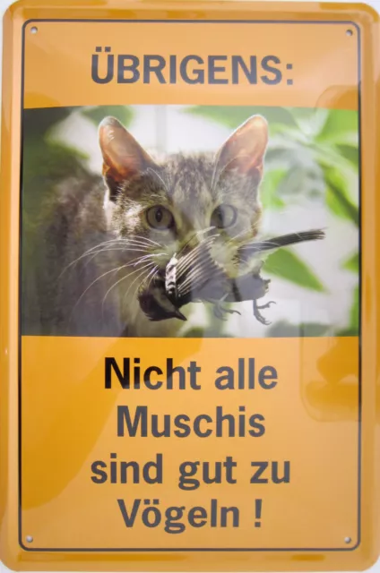 Blechschild Schild 20x30 cm NIcht alle Muschis sind gut zu Vögeln Katze Spruch