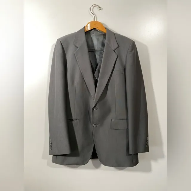 3-Piece Suit Gray Nylon Jacket, Vest, and Pants Set