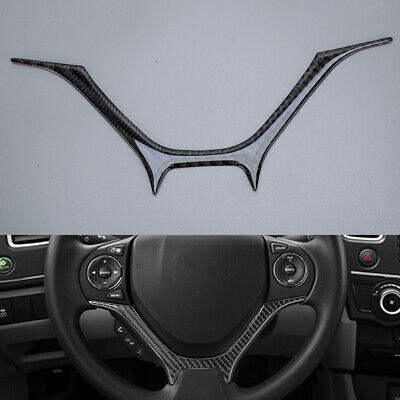 Carbon Fiber Steering Wheel Panel Cover Trim Fit For Honda Civic Coupe 2013-2015