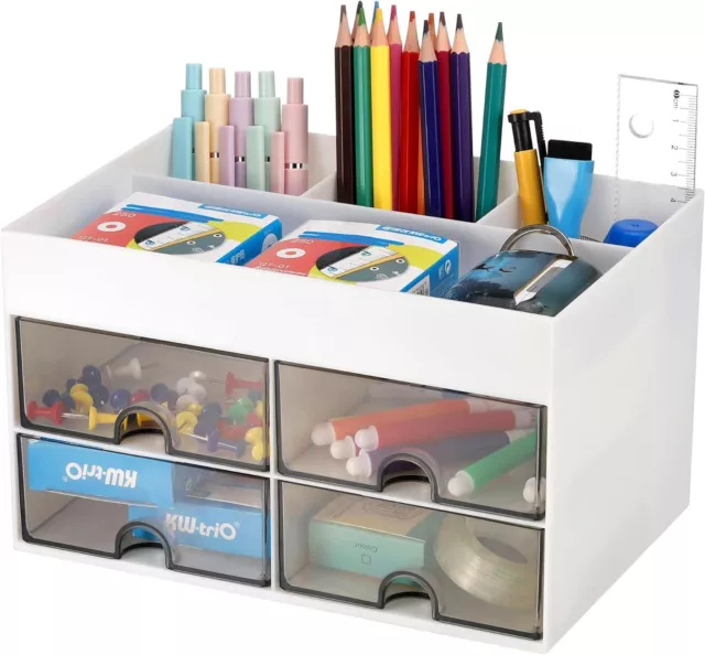 Desk Stiftehalter Schreibtisch Tisch Organizer 4 Fächer Stiftbox Bürobedarf NEU