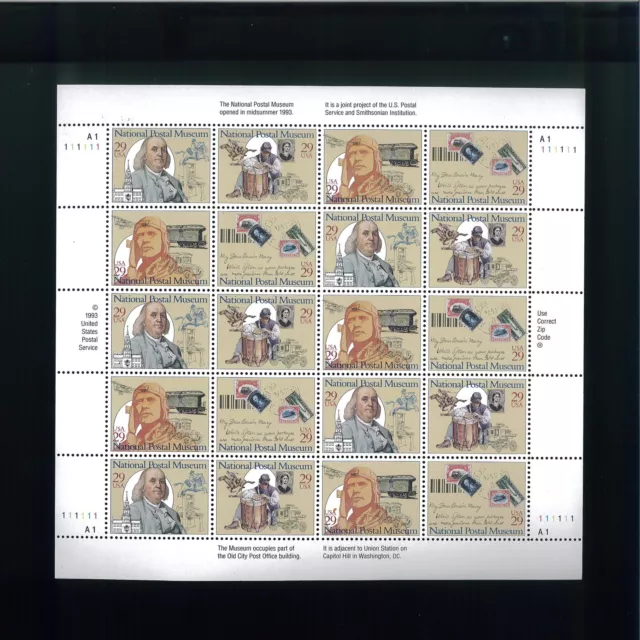 United States 29¢ National Postal Museum Postage Stamp #2779-82 MNH Full Sheet