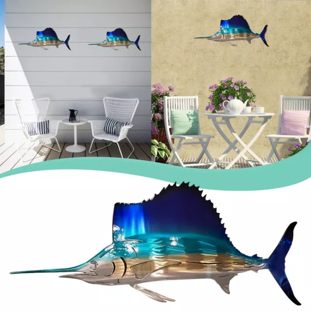 Metal Marine life Hanging Wall Art Sculpture Ornament Home Garden Decoration