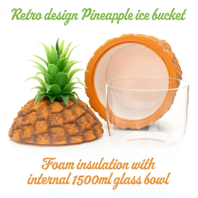 Talking Tables Blauer Ananas-Eiskübel Mit Deckel – Retro-Dekoration Für Bar, Party Oder Als Weinflaschenkühler