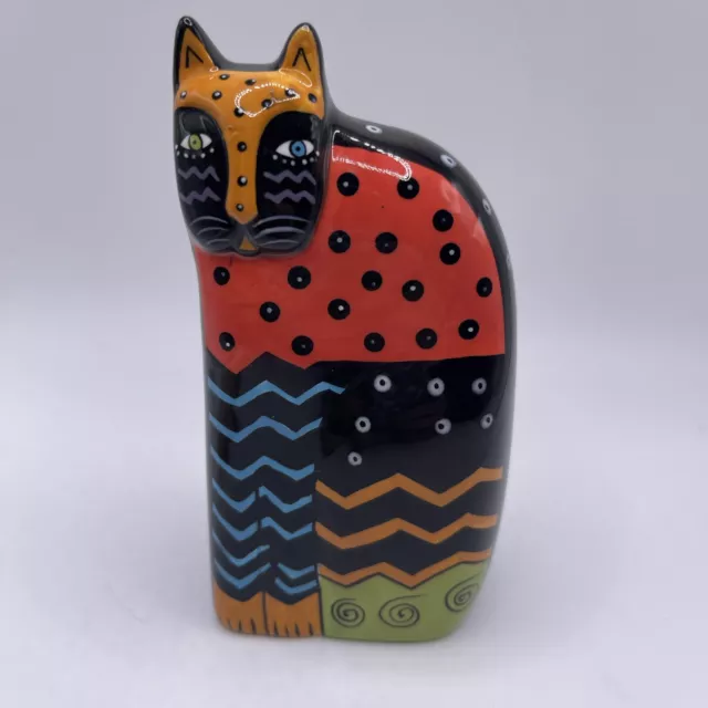 Laurel Burch Colorful Cat Figurine - Single Ceramic Salt Shaker by Ganz 4" Tall