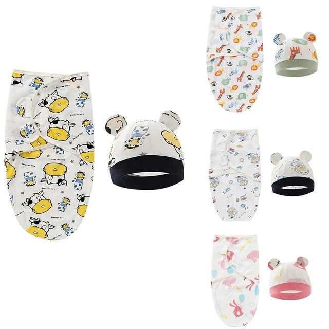 Infant Newborn Blanket Swaddle Sleeping Bag Wrap Hat Set Cotton