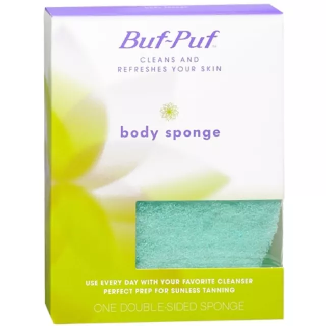 Buf Puf Double Sided Body Sponge Smooth Soft Clean & Refreshes Dry Skin, 12 Pack