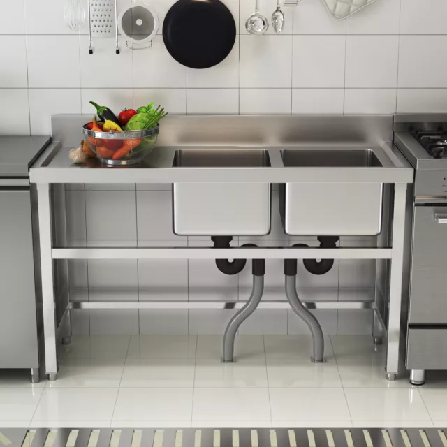 Commercial Catering Kitchen Sink Stainless Steel Hand Wash Basin Drainer Unit UK