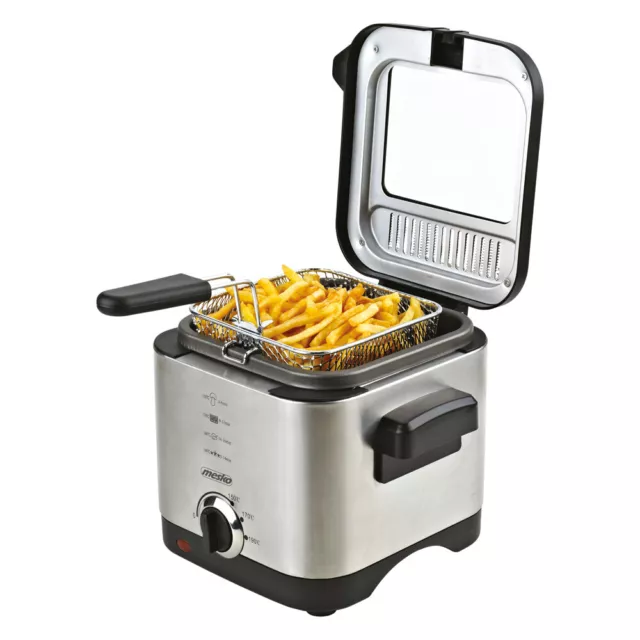 Mesko Friteuse 1,5 L  900 Watt Silber MS 4910 kleine kompakte Friteuse