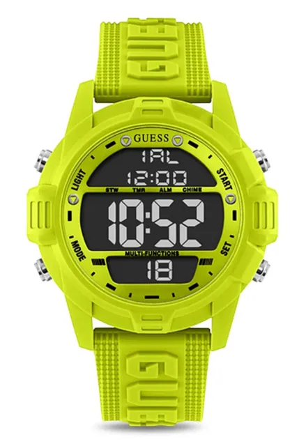 Guess Herrenuhr Chronograph Charge Digitaluhr 48mm Silikon Neon GW0050G2 Neuware