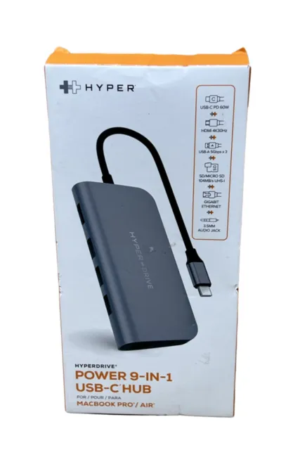 Hyper Drive USB-C Hub Adapter Power 9 in 1 USB Hub for macbook pro/Air