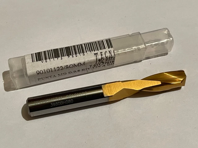 1pc CARBIDE DRILL TECNOMETAL D9.8  Ø9.8 L85mm TIN COATED