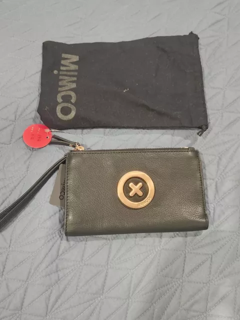 Mimco Super Duo Large Leather Wallet Black & Rose Gold Bnwt