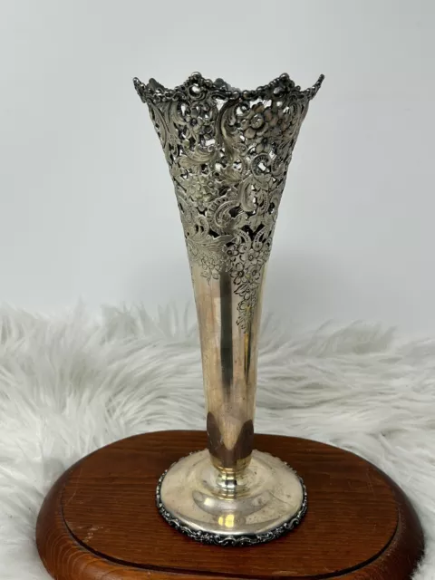 Antique Theodore B Starr Flower Vase Ornate Sterling Silver 9”