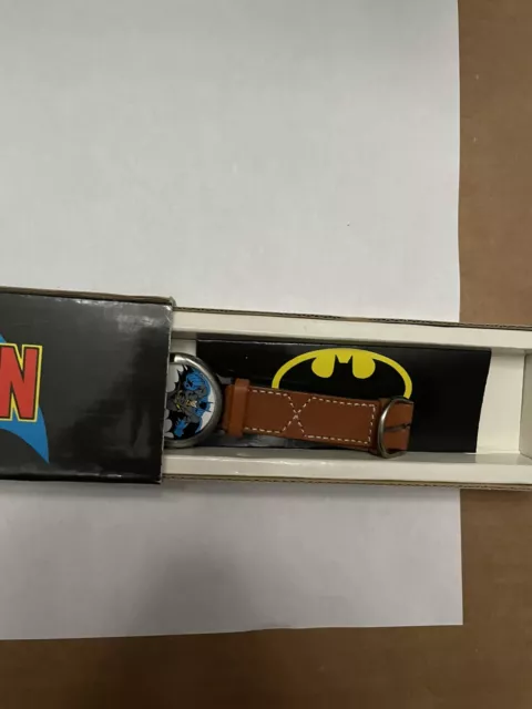 NEAR MINT VINTAGE 1989 FOSSIL BATMAN WATCH W ORIGINAL BOX Dick Giordano Face Art